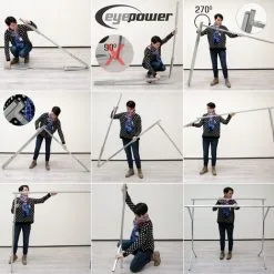 Portant Eyepower 100% Métal | Portable Polyvalent | 2 Barres Pliantes | Penderie à Vêtement 150 Cm Long | Argenté - Silber -EYEPOWER Soldes Magasin 10973912 5