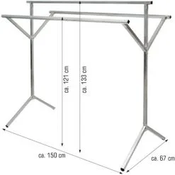 Portant Eyepower 100% Métal | Pliant Portable Polyvalent | 3 Barres | Penderie à Vêtement 150 Cm Long | Argenté - Silber -EYEPOWER Soldes Magasin 10974083 3