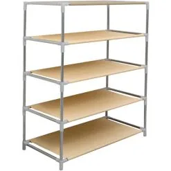 Eyepower Porte-chaussures 77x63x30cm Range 15 Paires Chaussures Modulaire Moderne En Acier Galvanisé Argenté 5 étagères En Toile Oxford 600D Beige - Beige