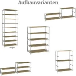 Eyepower Porte-chaussures 77x63x30cm Range 15 Paires Chaussures Modulaire Moderne En Acier Galvanisé Argenté 5 étagères En Toile Oxford 600D Beige - Beige -EYEPOWER Soldes Magasin 10974189 4