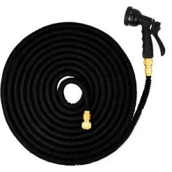 Eyepower Tuyau Pour Arroser élastique | Magic Hose Extensible 3 Fois Sa Longueur De 7,5m à 22,5m + Pistolet D'Arrosage | Connecteurs En Laiton | Noir - Schwarz