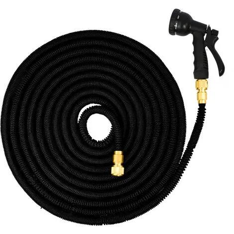 Eyepower Tuyau Pour Arroser élastique | Magic Hose Extensible 3 Fois Sa Longueur De 7,5m à 22,5m + Pistolet D'Arrosage | Connecteurs En Laiton | Noir - Schwarz 1 Eyepower Tuyau Pour Arroser élastique | Magic Hose Extensible 3 Fois Sa Longueur De 7,5m à 22,5m + Pistolet D'Arrosage | Connecteurs En Laiton | Noir - Schwarz