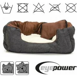 Lit Pour Animaux Domestiques Niclas S De Eyepower | Panier Corbeille Canapé Coussin Amovible Pour Chien Chiot Chat | Couleur Marron Et Blanc Imitation Peau D'agneau | Env 52x40x16cm | Base Caoutchouté -EYEPOWER Soldes Magasin 10974419 3