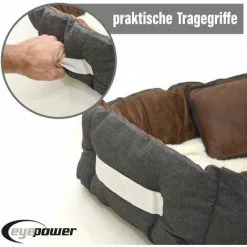 Lit Pour Animaux Domestiques Niclas S De Eyepower | Panier Corbeille Canapé Coussin Amovible Pour Chien Chiot Chat | Couleur Marron Et Blanc Imitation Peau D'agneau | Env 52x40x16cm | Base Caoutchouté -EYEPOWER Soldes Magasin 10974419 4