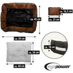 Lit Pour Animaux Domestiques Niclas S De Eyepower | Panier Corbeille Canapé Coussin Amovible Pour Chien Chiot Chat | Couleur Marron Et Blanc Imitation Peau D'agneau | Env 52x40x16cm | Base Caoutchouté -EYEPOWER Soldes Magasin 10974419 5
