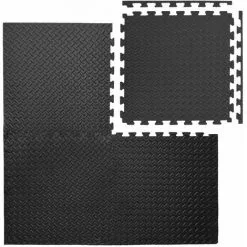 Eyepower Set 4 Pièces Tapis Puzzle De Fitness Protection Sol De Sport En EVA épais 20mm Extensible Réversible Noir - Schwarz