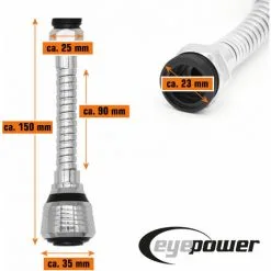 EYEPOWER Aérateur De Robinet Flexible - 15.5 Cm - 2 Jets - Compatible Filetage M22 / M24 - Schwarz -EYEPOWER Soldes Magasin 10977897 3