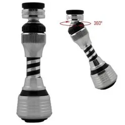 EYEPOWER Aérateur De Robinet Pivotant 360° | Tuyau 12 Cm Long | Economiseur D'Eau | 2 Jets | Compatible Filetage M22 / M24 - Schwarz