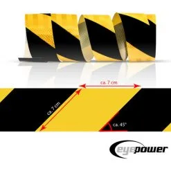 Eyepower Ruban Adhésif Réfléchissant De Sécurité 5cmx3m Bande Réfléchissante Autoadhésive Rouleau Autoadhésif Rétroréfléchissant Catadioptre Noir Jaune - Schwarz -EYEPOWER Soldes Magasin 10977977 3