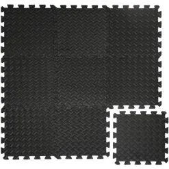 Eyepower Protections Sol En Mousse EVA 10mm D'épaisseur Tapis Puzzle De Fitness Sport Composé De 9 Fragments Dimension Globale 0,81qm Extensible Noir - Schwarz