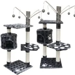 EYEPOWER Arbre à Chat En Peluche Sisal Patte Gris 125 Cm Avec Rèel Sisal - Grau