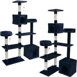 EYEPOWER Soldes Magasin 6 EYEPOWER Arbre à Chat En Peluche Sisal Bleu 160 Cm Avec Réel Sisal