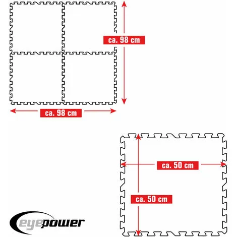 EYEPOWER Tapis De Piscine 1 M² - 4 Tapis De Sol EVA 50x50 - Jeu De Dalles De Protection - Blau 5 EYEPOWER Tapis De Piscine 1 M² - 4 Tapis De Sol EVA 50x50 - Jeu De Dalles De Protection - Blau – Image 5