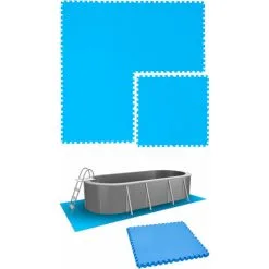 EYEPOWER Tapis De Piscine 2,6 M² - 4 Tapis De Sol EVA 81x81 Jeu De Dalles De Protection - Blau