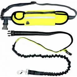 Eyepower XL Laisse De Jogging élastique Pour Chiens 162 à 225 Cm Ceinture Abdominale Réfléchissante Noir-Jaune - Gelb