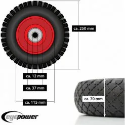 EYEPOWER Roue Pleine De Polyuréthane 3.00-4 250x70 Remplacement Pour Brouettes Mousse PU - Schwarz -EYEPOWER Soldes Magasin 11607001 3