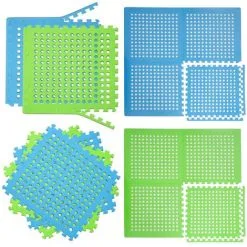 Eyepower Tapis Puzzle Perforé Avec Trous Drainage Eau Pour Piscine Douche | EVA 1cm D'épaisseur Moelleux Antidérapante Imperméable Extensible | Bleu