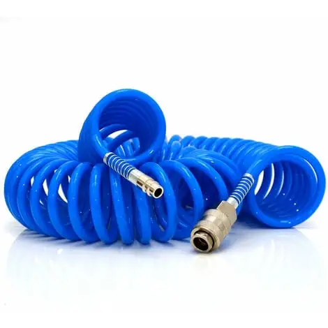 EYEPOWER 15m Tuyau D'Air Comprimé 1/4" 10 Bar PU Flexible Tuyau Spirale Pour Compresseur - Blau 2 EYEPOWER 15m Tuyau D'Air Comprimé 1/4" 10 Bar PU Flexible Tuyau Spirale Pour Compresseur - Blau – Image 2