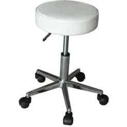Eyepower Tabouret De Travail MST-403 Chaise Pivotante 360° Réglable En Hauteur Siège Rembourré Avec Roulettes | Poids Supporté 120 Kg | Idéal Pour Coiffeur Esthéticien Cabinet Médical | Blanc