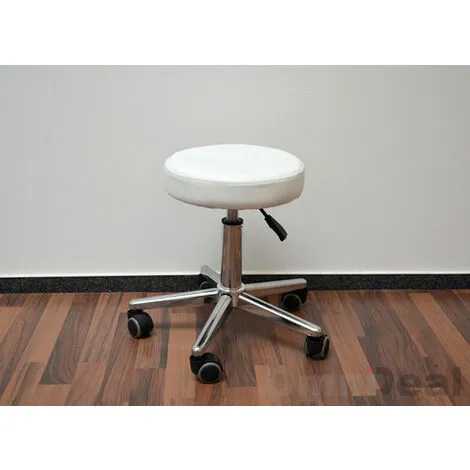 Eyepower Tabouret De Travail MST-403 Chaise Pivotante 360° Réglable En Hauteur Siège Rembourré Avec Roulettes | Poids Supporté 120 Kg | Idéal Pour Coiffeur Esthéticien Cabinet Médical | Blanc 3 Eyepower Tabouret De Travail MST-403 Chaise Pivotante 360° Réglable En Hauteur Siège Rembourré Avec Roulettes | Poids Supporté 120 Kg | Idéal Pour Coiffeur Esthéticien Cabinet Médical | Blanc – Image 3