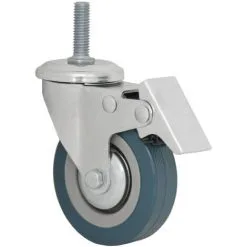 Roue 75mm Pivotante 360° Avec Frein | Montage Avec Tige Filetée M10 | Roulette En Nylon De Eyepower Pour Bricolage | Argenté