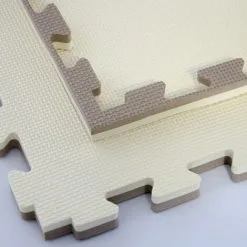 Eyepower Tapis Puzzle En Mousse EVA 90x90cm + Cadre | Infiniment Extensible Avec D'autres Tapis| Idéal Pour Pratiquer Sport Gymnastique Yoga Judo Physiothérapie Etc | Epaisseur 25mm | Pièces Détachables | 2 Couleurs Réversible Beige / Marron - Beige -EYEPOWER Soldes Magasin 12847548 3