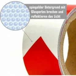 EYEPOWER Bande De Sécurité 5m X 5cm Rétroréfléchissante Autocollante Rouleau Rouge Blanc - Rot