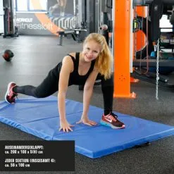 Eyepower Matelas D'entrainement RG20 200x100x5cm épais Pliant Portable Bleu-Noir - Blau -EYEPOWER Soldes Magasin 19577658 5