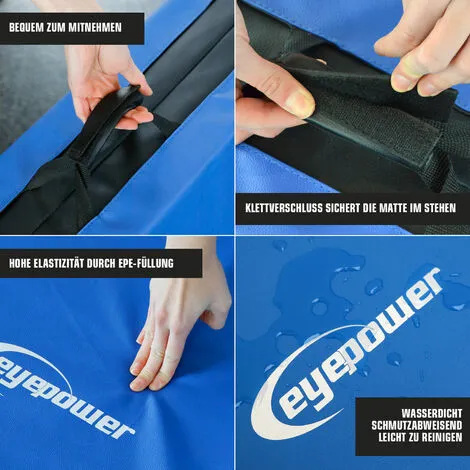 Eyepower Matelas D'entrainement RG20 200x100x8cm épais Pliant Portable Bleu-Noir - Blau 2 Eyepower Matelas D'entrainement RG20 200x100x8cm épais Pliant Portable Bleu-Noir - Blau – Image 2