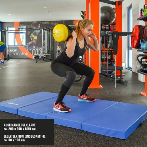 Eyepower Matelas D'entrainement RG20 200x100x8cm épais Pliant Portable Bleu-Noir - Blau 5 Eyepower Matelas D'entrainement RG20 200x100x8cm épais Pliant Portable Bleu-Noir - Blau – Image 5