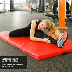 Eyepower Matelas D'entrainement RG20 200x100x5cm épais Pliant Portable Rouge-Noir - Rot -EYEPOWER Soldes Magasin 20236069 5