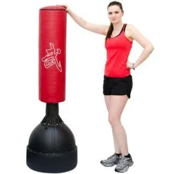 Eyepower Sac De Frappe Sur Pied Autoportant | 160 Cm De Haut | Sac Lourd De Boxe Arts Martiaux Kick Boxing Combat Entraînement Pour Adultes Avec Support De Sol | Rouge Noir - Rot