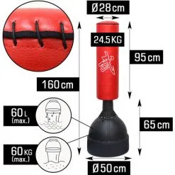 Eyepower Sac De Frappe Sur Pied Autoportant | 160 Cm De Haut | Sac Lourd De Boxe Arts Martiaux Kick Boxing Combat Entraînement Pour Adultes Avec Support De Sol | Rouge Noir - Rot -EYEPOWER Soldes Magasin 30564357 4
