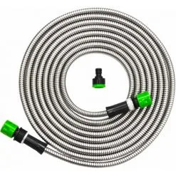 EYEPOWER Soldes Magasin 14 Eyepower Tuyau Arrosage Jardin 7,5m Sans Pli Acier Nettoyage Inoxydable Flexible - Silber