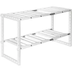 Eyepower Étagère Verticale D'évier 39-67 Cm Râtelier à Tubes Télescopiques Blanc - Weiss