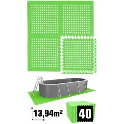 EYEPOWER Tapis De Piscine 13,9 M² - 40 Tapis De Sol EVA 62x62 - Jeu De Dalles Protection - Grün
