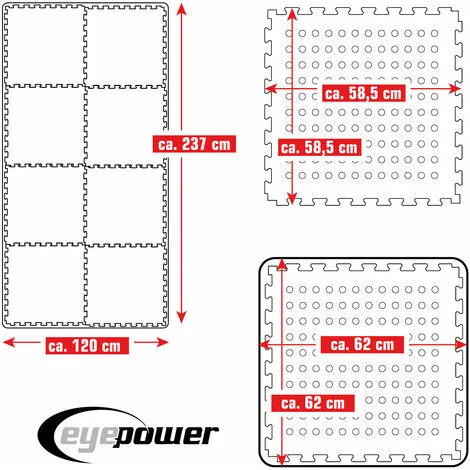 EYEPOWER Tapis De Piscine 2,8 M² - 8 Tapis De Sol EVA 62x62 Jeu De Dalles De Protection - Blau 4 EYEPOWER Tapis De Piscine 2,8 M² - 8 Tapis De Sol EVA 62x62 Jeu De Dalles De Protection - Blau – Image 4