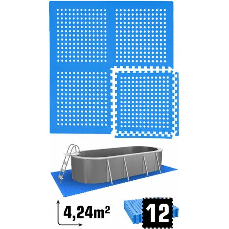 EYEPOWER Tapis De Piscine 4,2 M² - 12 Tapis De Sol EVA 62x62 Jeu De Dalles De Protection - Blau 1 EYEPOWER Tapis De Piscine 4,2 M² - 12 Tapis De Sol EVA 62x62 Jeu De Dalles De Protection - Blau