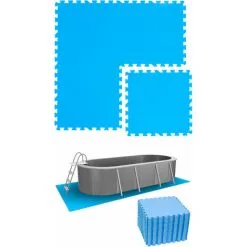 EYEPOWER Tapis De Piscine 8,4 M² - 36 Tapis De Sol EVA 50x50 Jeu De Dalles De Protection - Blau