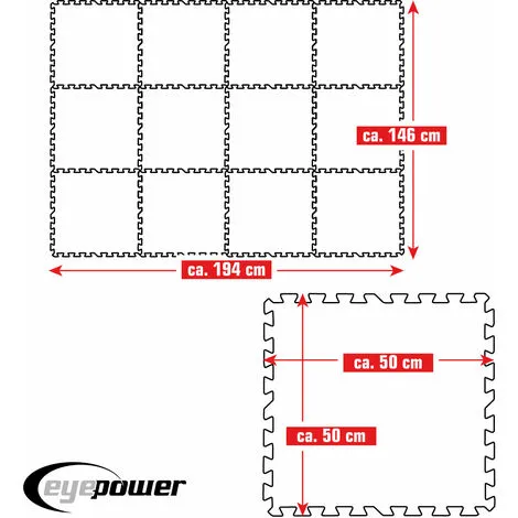 EYEPOWER Tapis De Piscine 2,8 M² - 12 Tapis De Sol EVA 50x50 Jeu De Dalles De Protection - Blau 4 EYEPOWER Tapis De Piscine 2,8 M² - 12 Tapis De Sol EVA 50x50 Jeu De Dalles De Protection - Blau – Image 4
