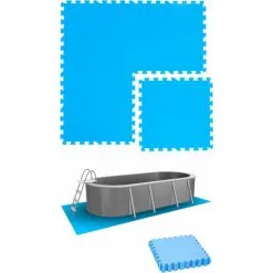EYEPOWER Tapis De Piscine 1,9 M² - 8 Tapis De Sol EVA 50x50 - Jeu De Dalles De Protection - Blau