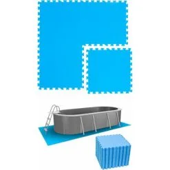 Eyepower Tapis De Piscine 9,4 M² - 40 Tapis De Sol EVA 50x50 - Jeu De Dalles Protection Extérieure - Blau