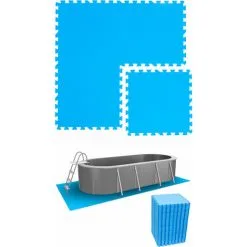 EYEPOWER Tapis De Piscine 16,8 M² - 72 Tapis De Sol EVA 50x50 Jeu De Dalles De Protection - Blau