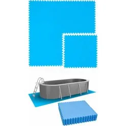 EYEPOWER Soldes Magasin 22 EYEPOWER Tapis De Piscine 10,1 M² - 16 Tapis De Sol EVA 81x81 Jeu De Dalles De Protection - Blau