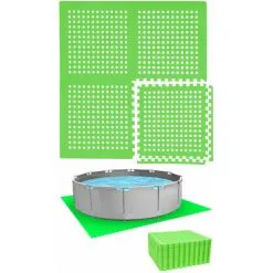 EYEPOWER Tapis De Sol Pour Piscine Ronde De 244 Cm - 28 Dalles De Protection EVA 62x62 - Grün