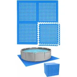 EYEPOWER Tapis De Sol Pour Piscine Ronde De 366 Cm - 52 Dalles De Protection EVA 62x62 - Blau