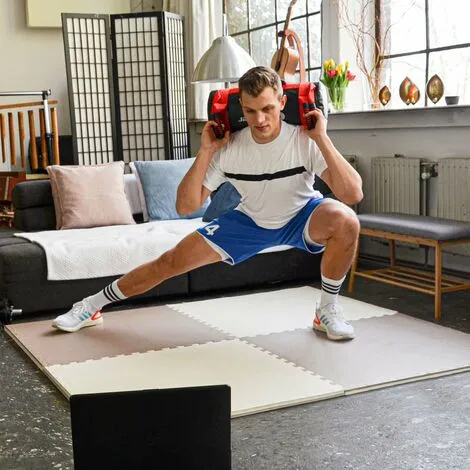 EYEPOWER 2,4qm Tapis De Sol Pour Gym - 2,5cm - 3 Dalles En Mousse - 90x90 Puzzles De Sol - Braun 2 EYEPOWER 2,4qm Tapis De Sol Pour Gym - 2,5cm - 3 Dalles En Mousse - 90x90 Puzzles De Sol - Braun – Image 2