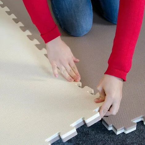 EYEPOWER 2,4qm Tapis De Sol Pour Gym - 2,5cm - 3 Dalles En Mousse - 90x90 Puzzles De Sol - Braun 4 EYEPOWER 2,4qm Tapis De Sol Pour Gym - 2,5cm - 3 Dalles En Mousse - 90x90 Puzzles De Sol - Braun – Image 4