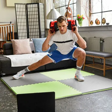 EYEPOWER 3.2qm Tapis De Sol Pour Gym - 2cm - 4 Dalles En Mousse - 90x90 Puzzles De Sol - Grün 2 EYEPOWER 3.2qm Tapis De Sol Pour Gym - 2cm - 4 Dalles En Mousse - 90x90 Puzzles De Sol - Grün – Image 2