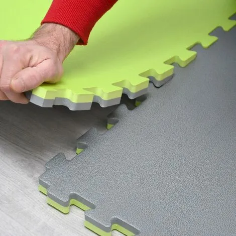 EYEPOWER 3.2qm Tapis De Sol Pour Gym - 2cm - 4 Dalles En Mousse - 90x90 Puzzles De Sol - Grün 4 EYEPOWER 3.2qm Tapis De Sol Pour Gym - 2cm - 4 Dalles En Mousse - 90x90 Puzzles De Sol - Grün – Image 4